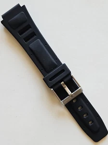 16 mm - schwarzes Kautschuk Uhrenarmband / breit - (Edelstahl / silberne Schließe) - Bild 1 von 3