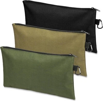 3 Pack Canvas Tool Pouch with Zipper: Upgrade 16 Oz Heavy Duty Small Tool Bag - Image 1 of 4
