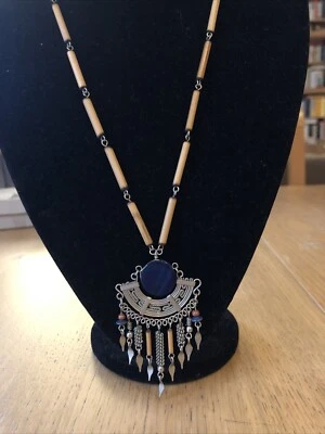Collana Etnica Bamboo Metallo Pietra - Immagine 1 di 4