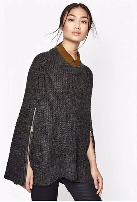 Poncho con Capa FRENCH CONNECTION Mezcla Alpaca Para Mujer Talla XS Suave Acogedor Abrigo Gris Foto 1 de 4