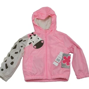 Pink Platinum Size 4T Girls Hood Windbreaker Giraffe Sleeve Jacket Fleece Lined - Picture 1 of 7