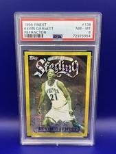 1996-97 Topps Finest Kevin Garnett GOLD Refractor PSA 8 NM MT #138 RARE