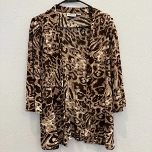 Chico's Travelers Slinky Knit Animal Print Open Front Jacket w/Inner Pockets 1 - Picture 1 of 5