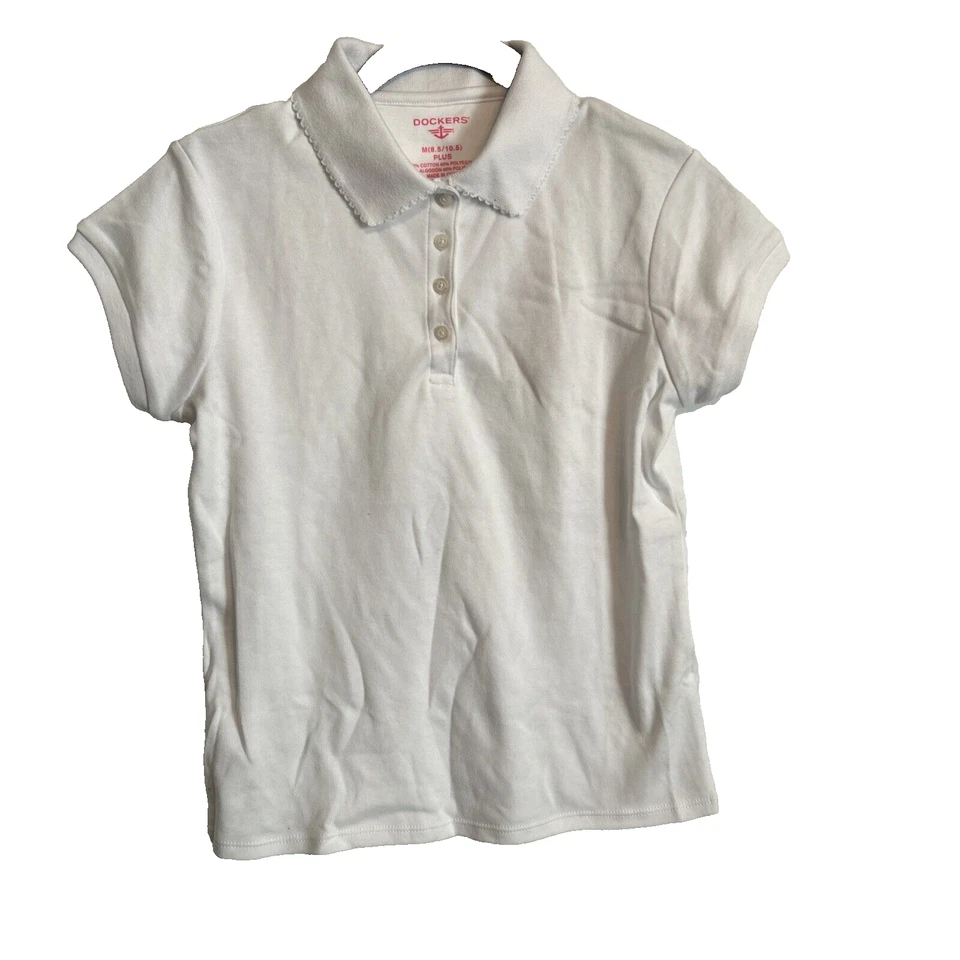 Polo Pullover Dockers Plus Niñas SS, Blanco, Mediano (8.5-10.5) Foto 1 de 4