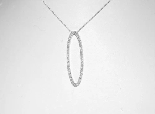 Nuovo 18K Oro Bianco 1.00 Cttw Diamante Viaggio Ciondolo H SI2 Collana Jacquelin - Immagine 1 di 1