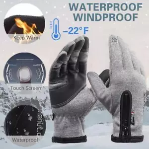 Fleece Lined Winter Gloves Warm Touch Screen Glove Waterproof Cycling Gloves - Picture 1 of 13