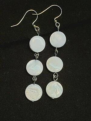 Pendientes Colgantes Azul Natural Madreperla Teñidos Artesanales Playa BOHO Artista Foto 1 de 4