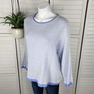 Comfy USA Blue White Striped Boxy Fit Blouse Top Striped Double Cotton Gauze XL - Picture 1 of 4