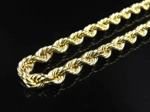 Men's Ladies Solid Rope Chain 2.5MM Real 14K Yellow Gold 16"-28" - Afbeelding 1 van 4