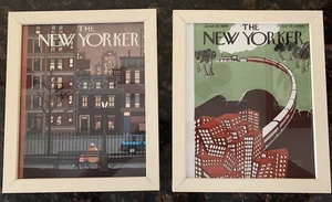Premium Ink Prints of Replicas of 2 Vintage New Yorker Magazine Covers FRAMED VG - Picture 1 of 2