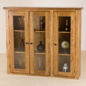 Country Rustic Oak Large Glass Door Dresser Top / Hutch (SRDD40) SRP £599 