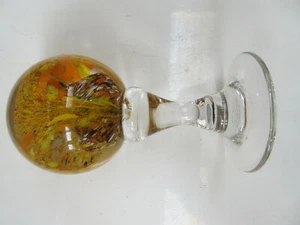 Vintage Old Italian footed Paperweight orange spreakle inside - Picture 1 of 3