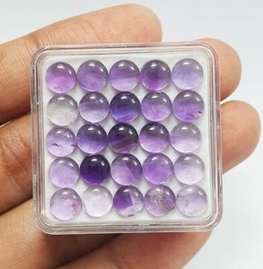25 Pcs Natural AAA Purple Amethyst Calibrated Round Cabochon Lot Loose Gems 6 MM - Picture 1 of 8