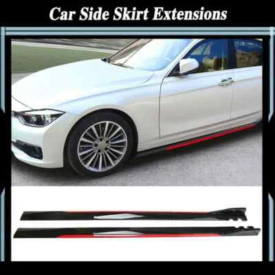 For Hyundai Elantra Glossy Black & Red Line Side Skirts Extension Rocker Panel Foto 1 de 4