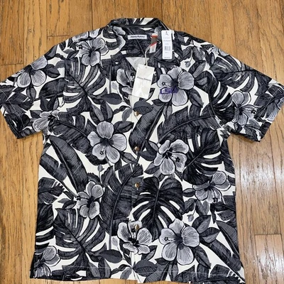 Camisa Tommy Bahama LSU Tigres Seda Tropical Talla L Negra Floral Nueva con Etiquetas $148 Foto 1 de 4