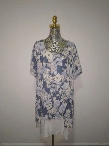 Missy Q Ladies Cotton Blend Blue Floral Layered Cheesecloth Dress Size 20 EUC - Picture 1 of 8