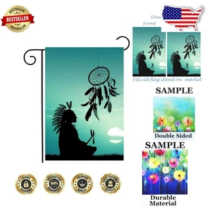 Lucky Native Indian Dreamcatcher 12x18" Double Sided Garden Flag - Picture 1 of 7