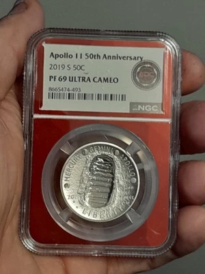 2019-S Apollo 11 50th Anniversary Half Dollar NGC PF69 Ultra Cameo Red Label - Image 1 of 4