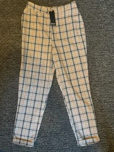 Nasty Gal Tartan High Waisted Trousers UK 12 - Picture 1 of 6