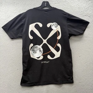 Off-White Double Moon Arrow Slim Fit Tee Off Black Print Logo Unisex Men’s XL - Picture 1 of 10