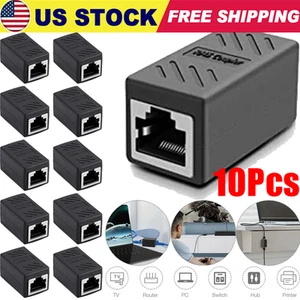 10 Pack RJ45 Coupler Cat6 Cat5e Ethernet Extender Female to Female Connector New - Afbeelding 1 van 13