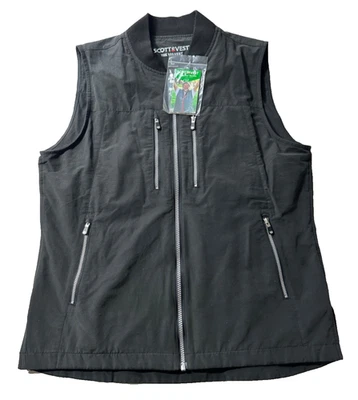 SCOTTeVEST The 101 Vest Black Full Zip Sleeveless Travel Utility Pockets Large - Image 1 of 4