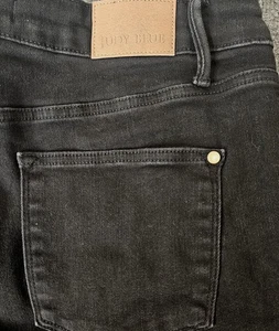 Pantalones de mezclilla Judy azules de pierna ancha con dobladillo crudo tiro alto talla 16W negros elásticos - Imagen 1 de 11