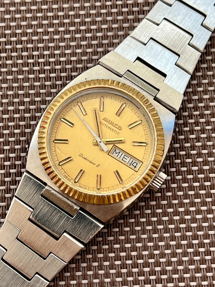 Reloj Automático Mulco Cal 2879 Datovisor 278-108 Para Hombre Esfera Dorada 25 Joyas Foto 1 de 4
