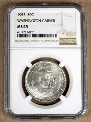 1952 WASHINGTON - CARVER COMMEMORATIVE HALF DOLLAR NGC MS65 211062 - Image 1 of 2