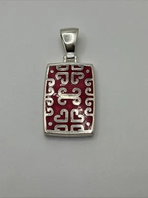 Collar colgante vintage MILOR sólido de plata de ley 925 esmalte rojo remolino! Foto 1 de 4