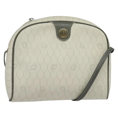 Bolsa de ombro Christian Dior favo de mel lona PVC ouro branco autêntica 141006 - Imagem 1 de 4