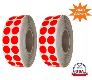 Royal Green Round Dot Stickers Neon Red 17mm 2440 Pack on Rolls - Picture 1 of 9