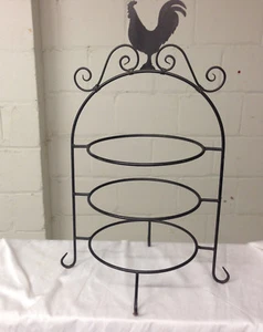 BANDEJA DE SERVIR GALLO METAL NEGRO ESCALONADA 3 NIVELES 22" ALTO PIE SOPORTE DE ENFRIAMIENTO - Imagen 1 de 4