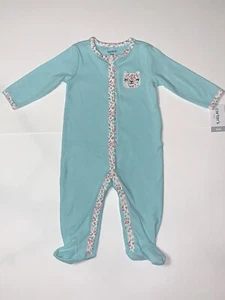 Carter’s Baby Mädchen Overall mit Fuß aquablau/blumige Akzente Größe - 6 Monate - Bild 1 von 3