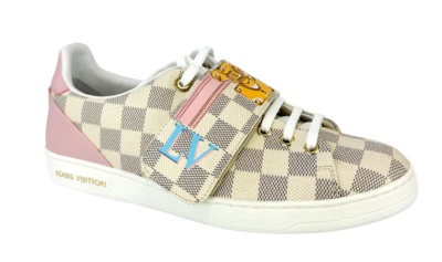 NEW LOUIS VUITTON Damier Azur Summer Trunks Frontrow Sneakers 40 Rose Shoes - Image 1 of 4