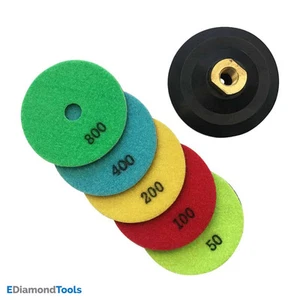 Juego de pulido de concreto seco de 5" (5 piezas) #50 100 200 400 800 grano con soporte de goma - Imagen 1 de 2