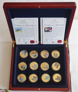 GUERNSEY JERSEY 50p 24K GOLD PLATED coloured coin COLLECTION set 50 PENCE - Picture 1 of 4