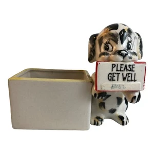 Napco Ceramic Puppy Dog Planter Please Get Well Figurine 1956-6" x 6.5" - Picture 1 of 1