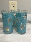 Set of 3 Vintage MCM Libbey Atomic Teal Tall Tumblers glasses Coctail ???????