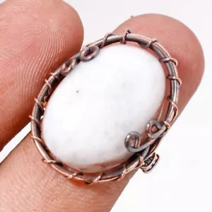 Rainbow Moonstone Gemstone Handmade Wire Wrap Copper Jewelry Ring 7.25" SR 133 - Picture 1 of 6