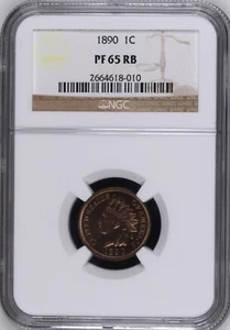 1890 Proof Indian Head Cent Coin - NGC PF-65 RB Red Brown - Picture 1 of 2