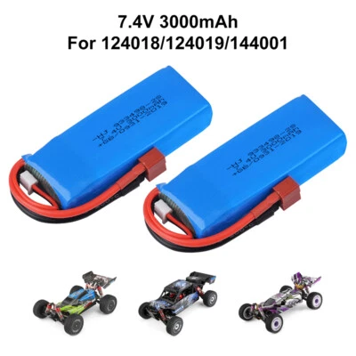 2pcs Wltoys 7.4V 3000mAh Lipo Battery 2S for Wltoys 144001 124018 124019 RC Car - Image 1 of 4