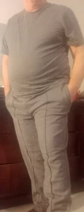 Mens Knit Joggers Sweatpants Thick Gray Slim Tapered Cotton Blend XL - Picture 1 of 18
