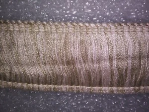 6 yards BRUSH FRINGE  2" - LIGHT GRAY/CREAM/GREEN HUE - Upholstery Fabric Trim  - Picture 1 of 1