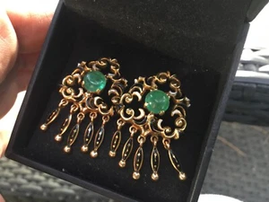ANTICHI ORECCHINI ORO 18KT/14KT/SMERALDO/SMALTO INCREDIBILI-DA VEDERE 😳 - Foto 1 di 10