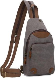 KL928 Canvas Sling Bag Crossbody Backpack Shoulder Casual D.dark Grey - Picture 1 of 6
