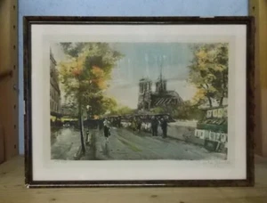 PARIS NOTRE-DAME QUAI MONTEBELLO LITHOGRAPHIE CHARLES MONDIN NUM. 117/500 - Imagen 1 de 5