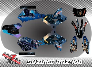 Suzuki DRZ400 DRZ 400 Supermoto SEMI CUSTOM GRAPHICS KIT Black panther - Picture 1 of 1