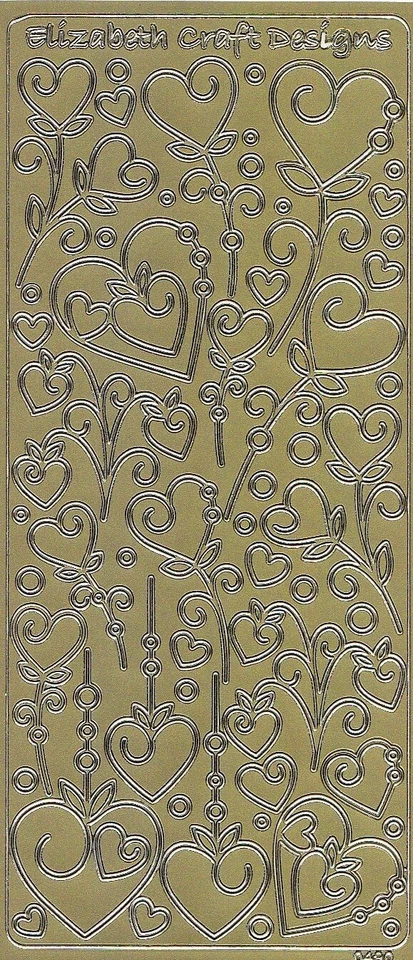 Zier-Sticker-Bogen-moderne Herzen-gold oder silber-0490 - Bild 1 von 1