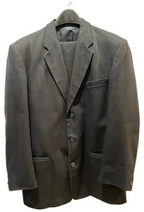 Claiborne Men's Black Cotton Plaid 2pc Suit ~ 38R Jacket w/31x30 Pleated Pants - Picture 1 of 9